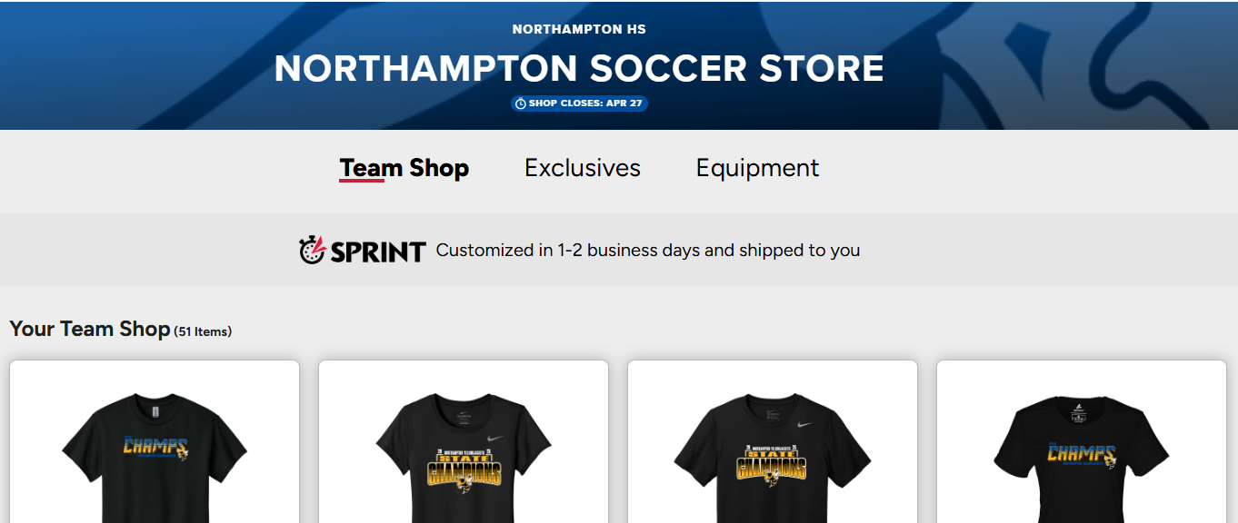 screenshot of the online soccer store