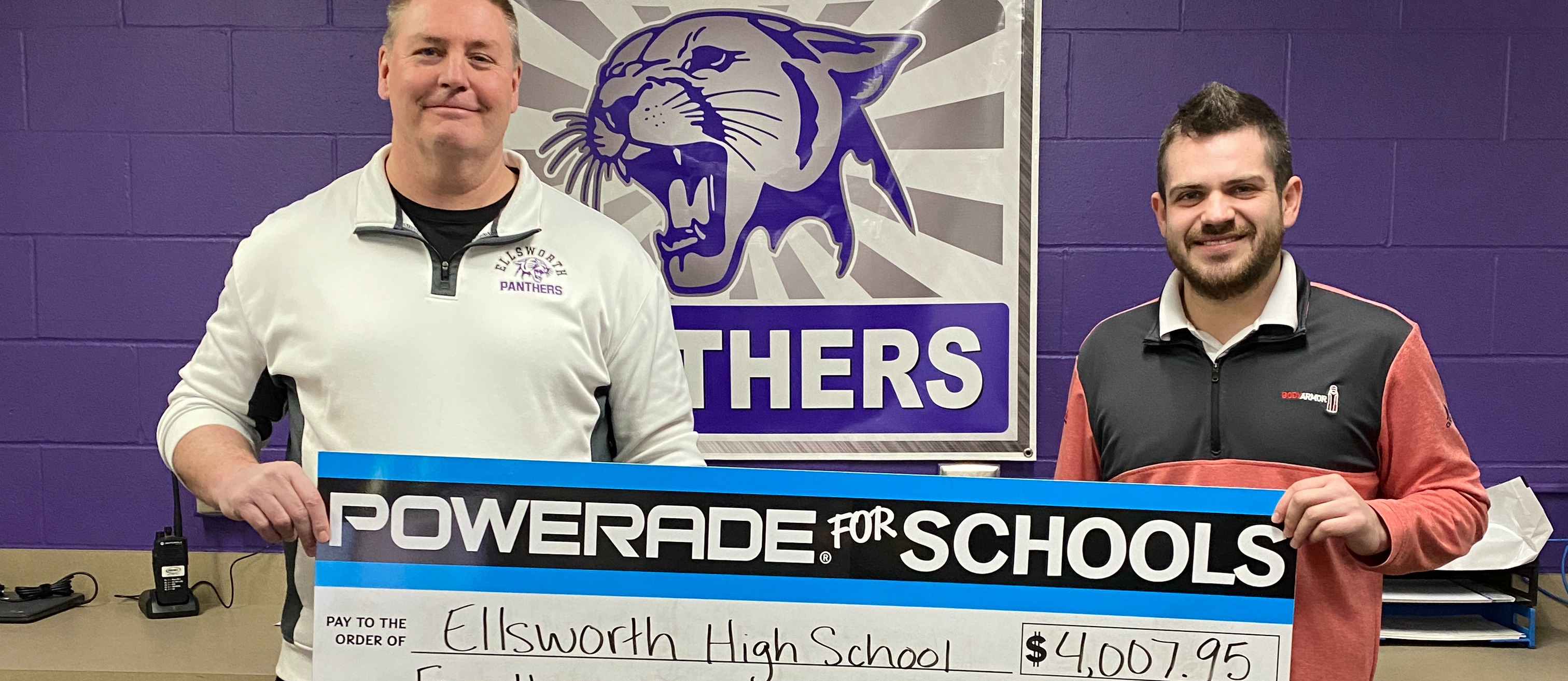 EHS received a generous check for $4007.95 from Powerade 4 Schools by Viking Coca-Cola! 💵💧 The POWERADE® Power Your School program is making a difference in our community, supporting teens, parents, coaches, and high schools like ours.