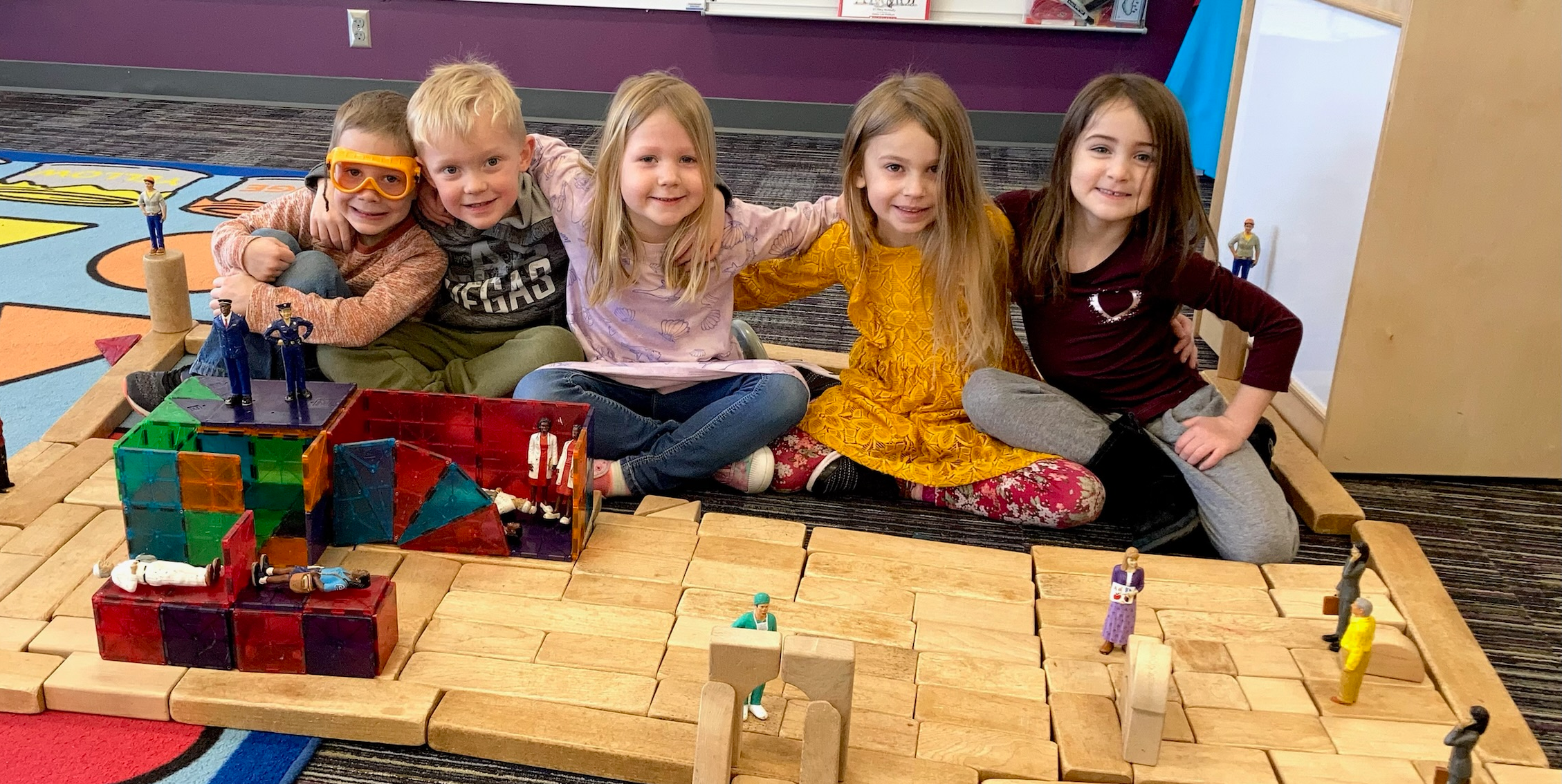 students playing blocks