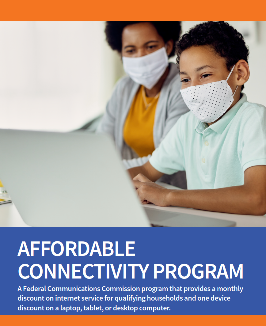 Cover image of the ACP brochure with a woman and child looking at a laptop computer - click link to download text-readable file