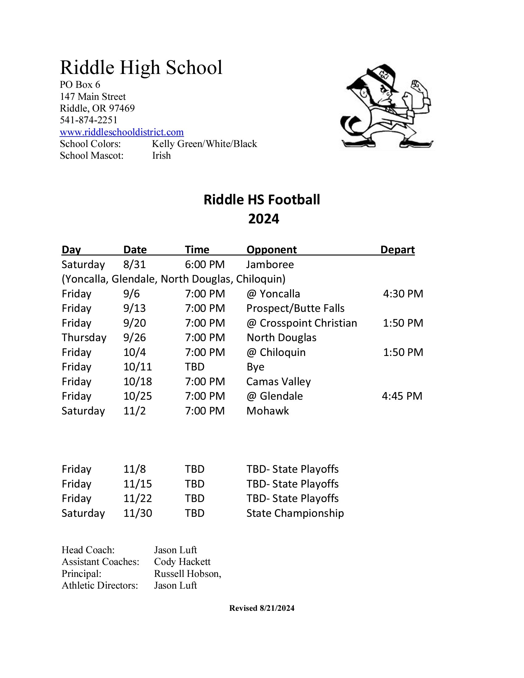 HS Football Schedule