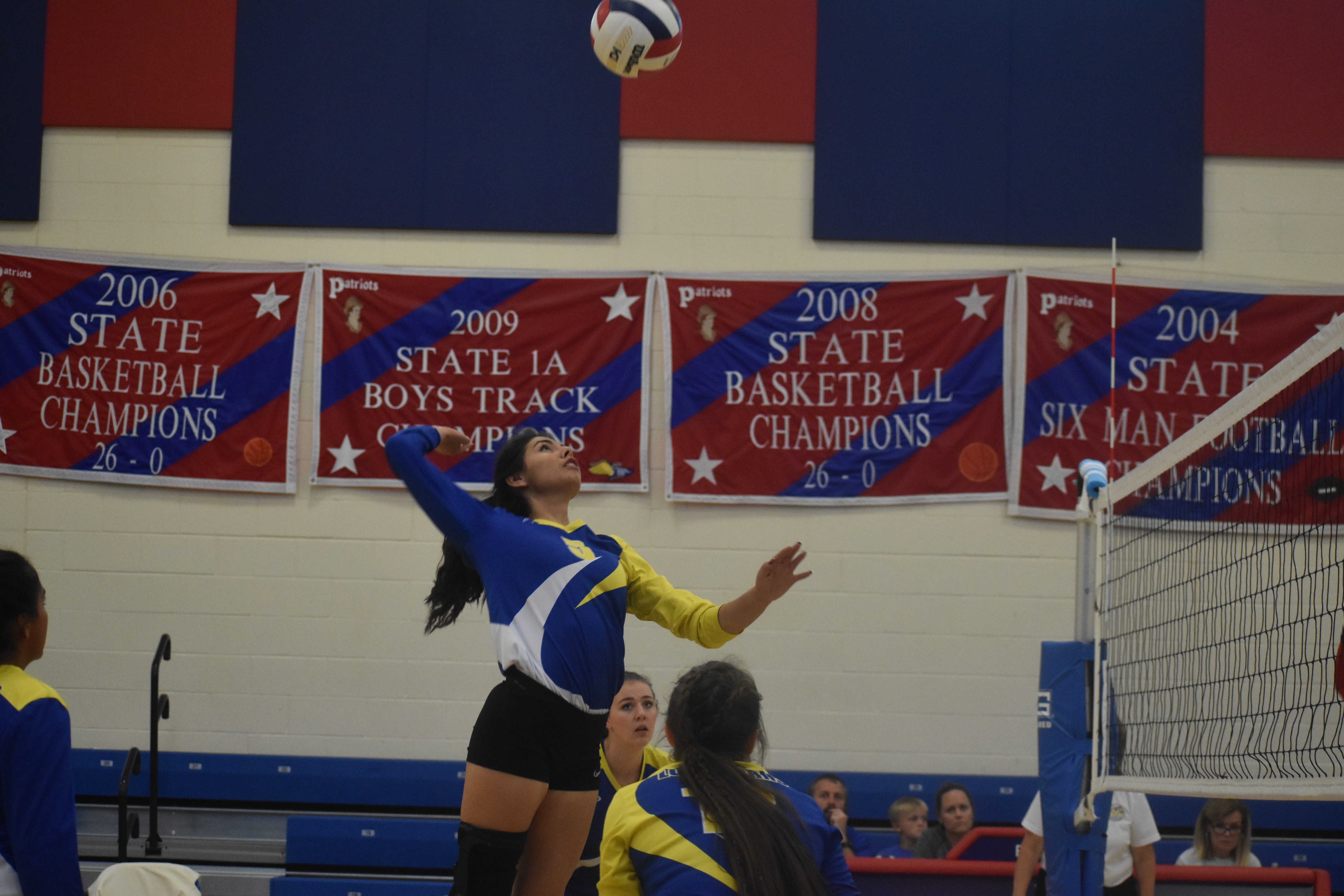 Lamya going up for a hit!