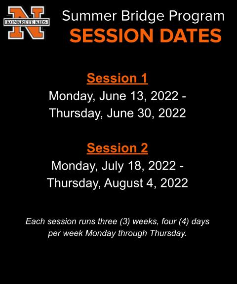 Summer Bridge Program  Session Dates