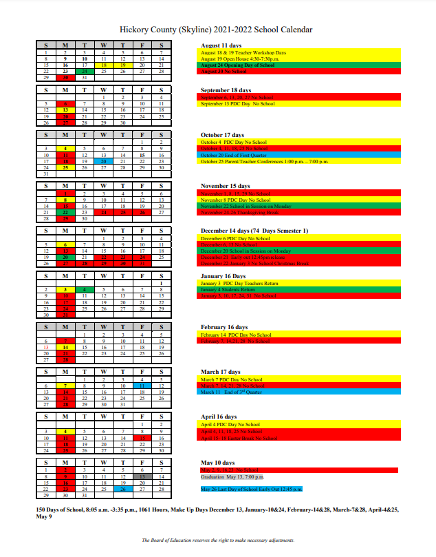 District 65 Calendar 2022 23 2021-2022 School Year Calendar | Skyline School District