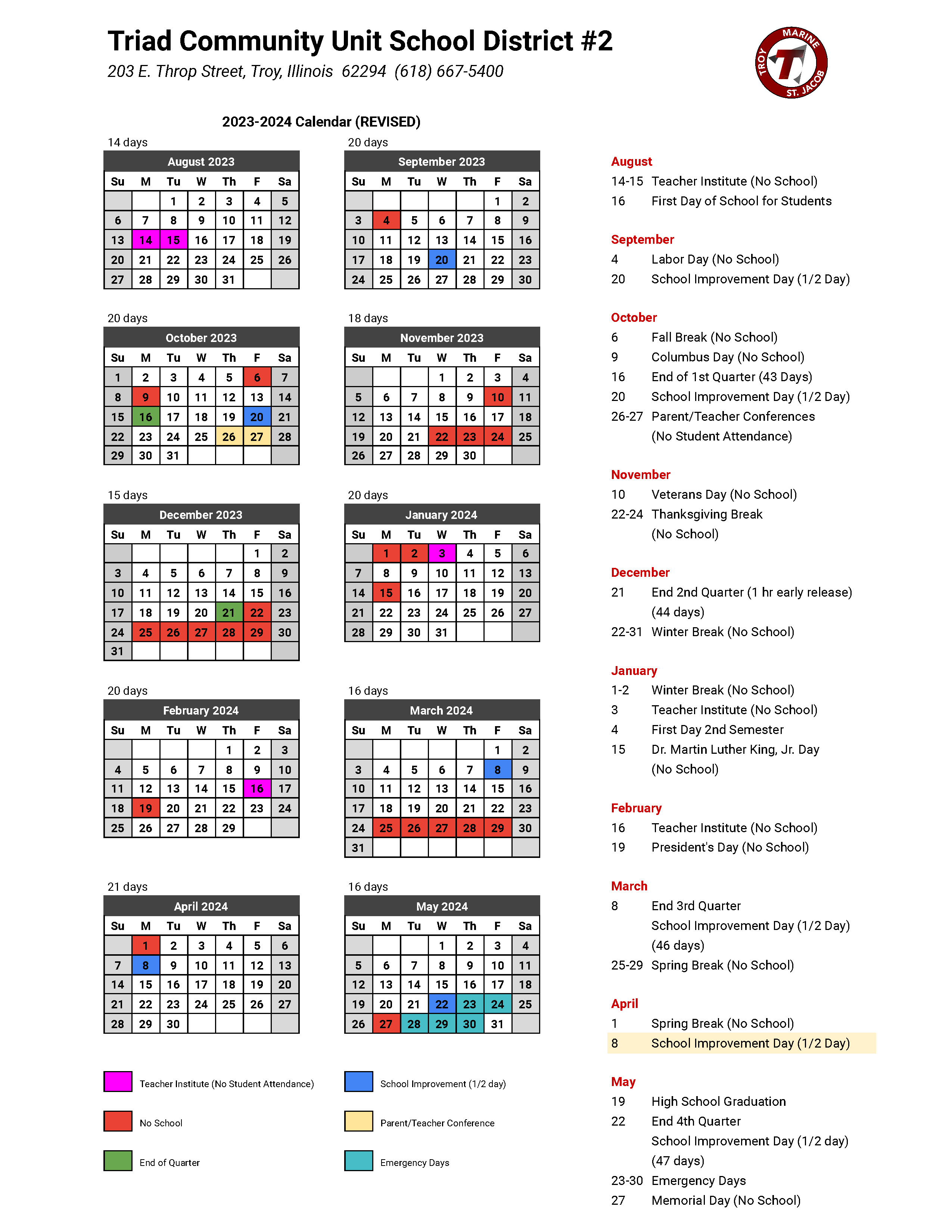 23-24 School Calendar (REVISED)