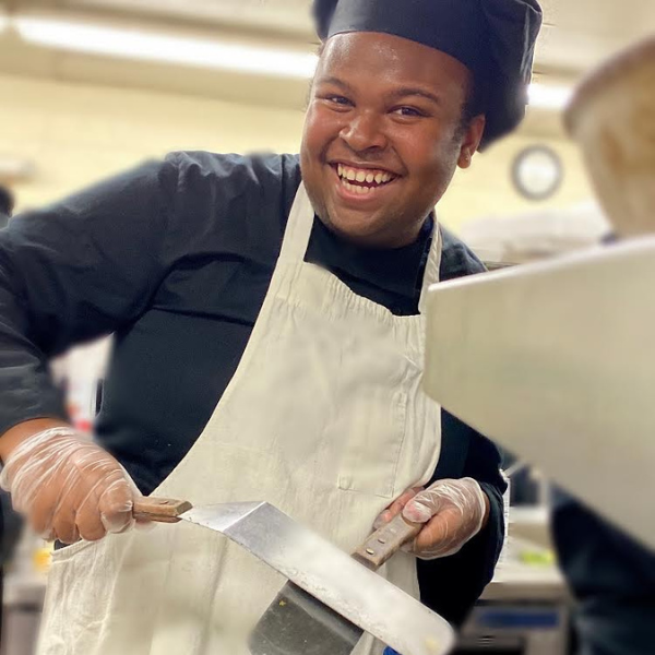 Smiling culinary student