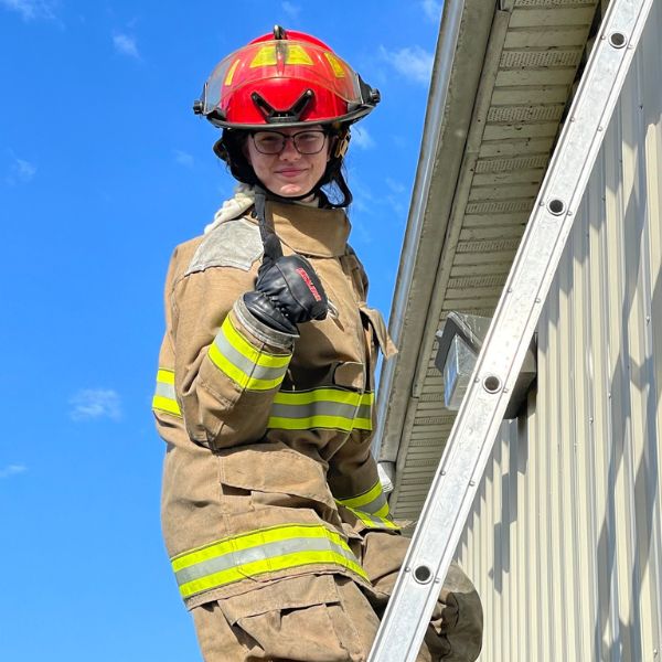 Fire student on ladder