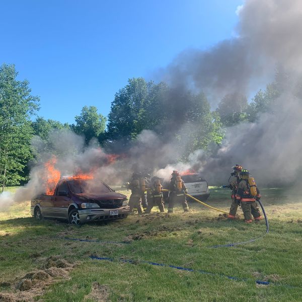 Students at a live burn