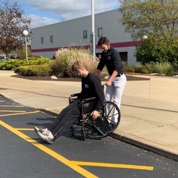 Practicing wheelchair steering
