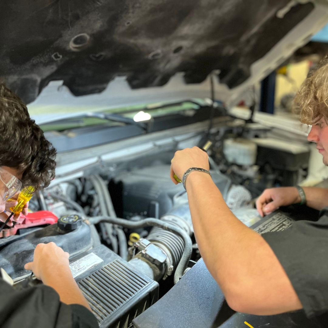 Students working under the hood