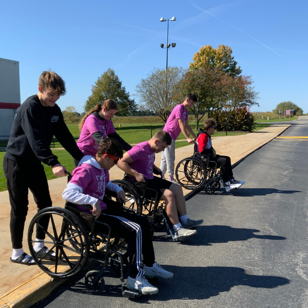 Practicing wheelchair steering