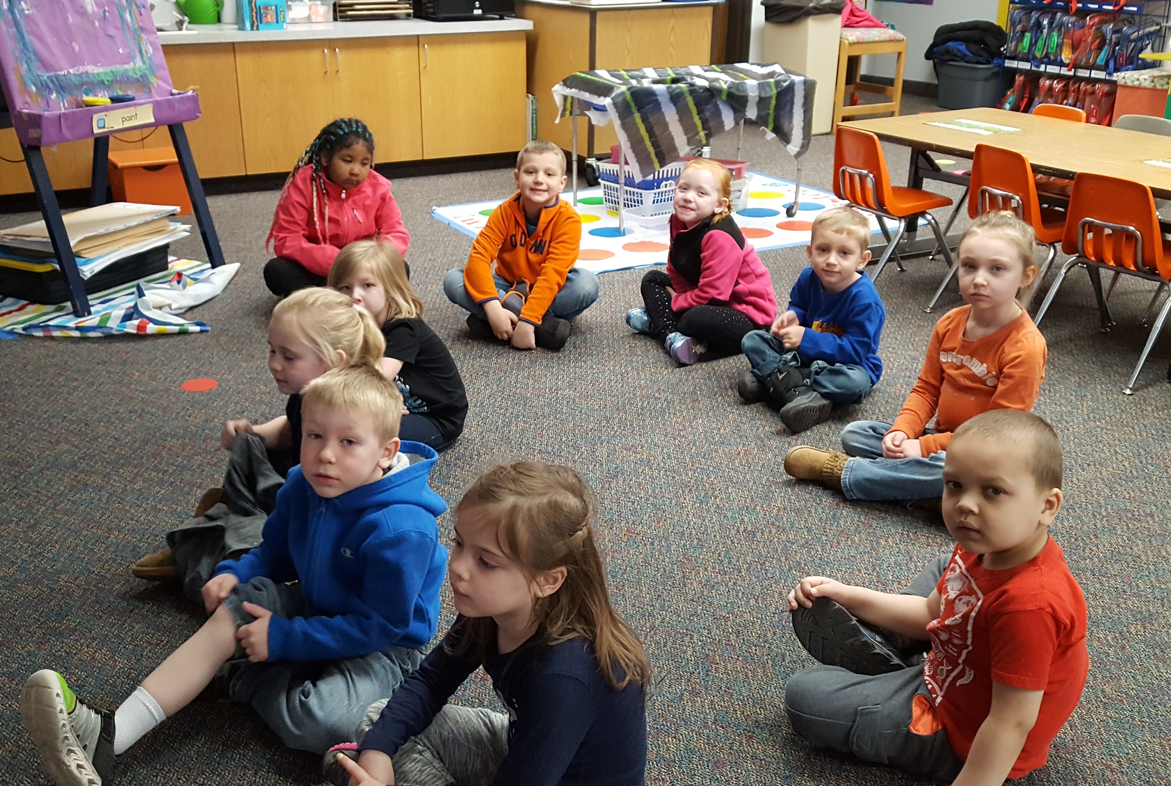 Circle time integrates math, science, and language arts concepts in a short group instruction time. Children learn to attend, take turns speaking, responding, and participating in a group. During our circle time we add to our calendar, observe the weather, practice concepts, such as shapes, numbers, and letters, do fingerplays and songs. 