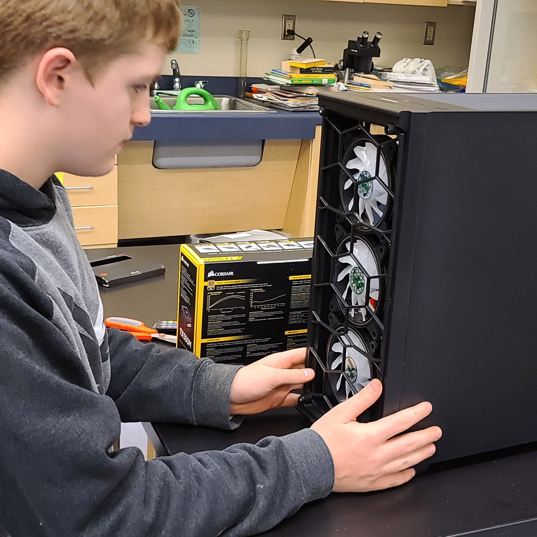 Student Building a Computer