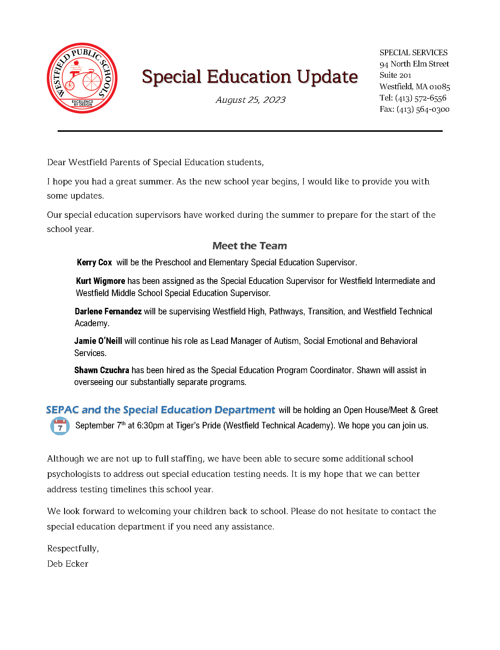 Special Education Update