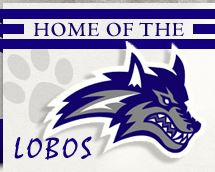 text: Home of the Lobos and logo