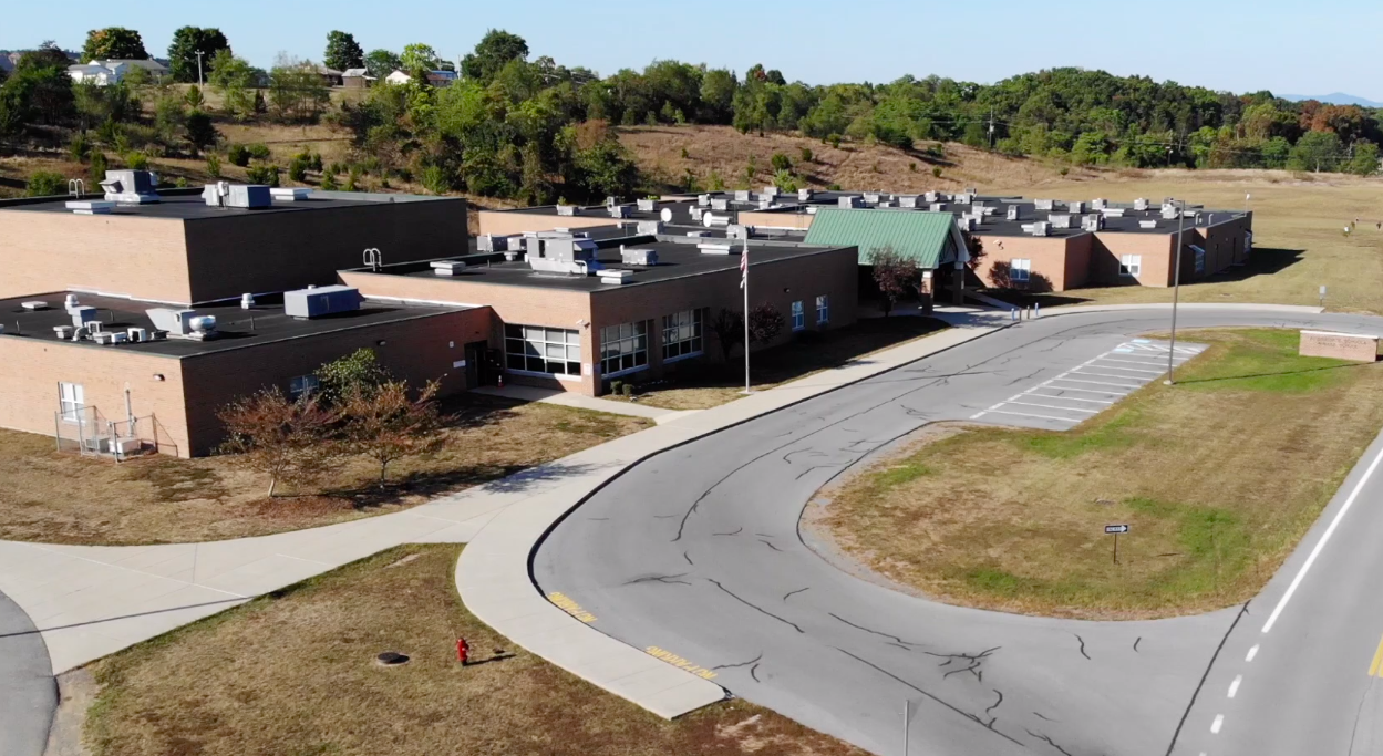 Drone footage of school from above