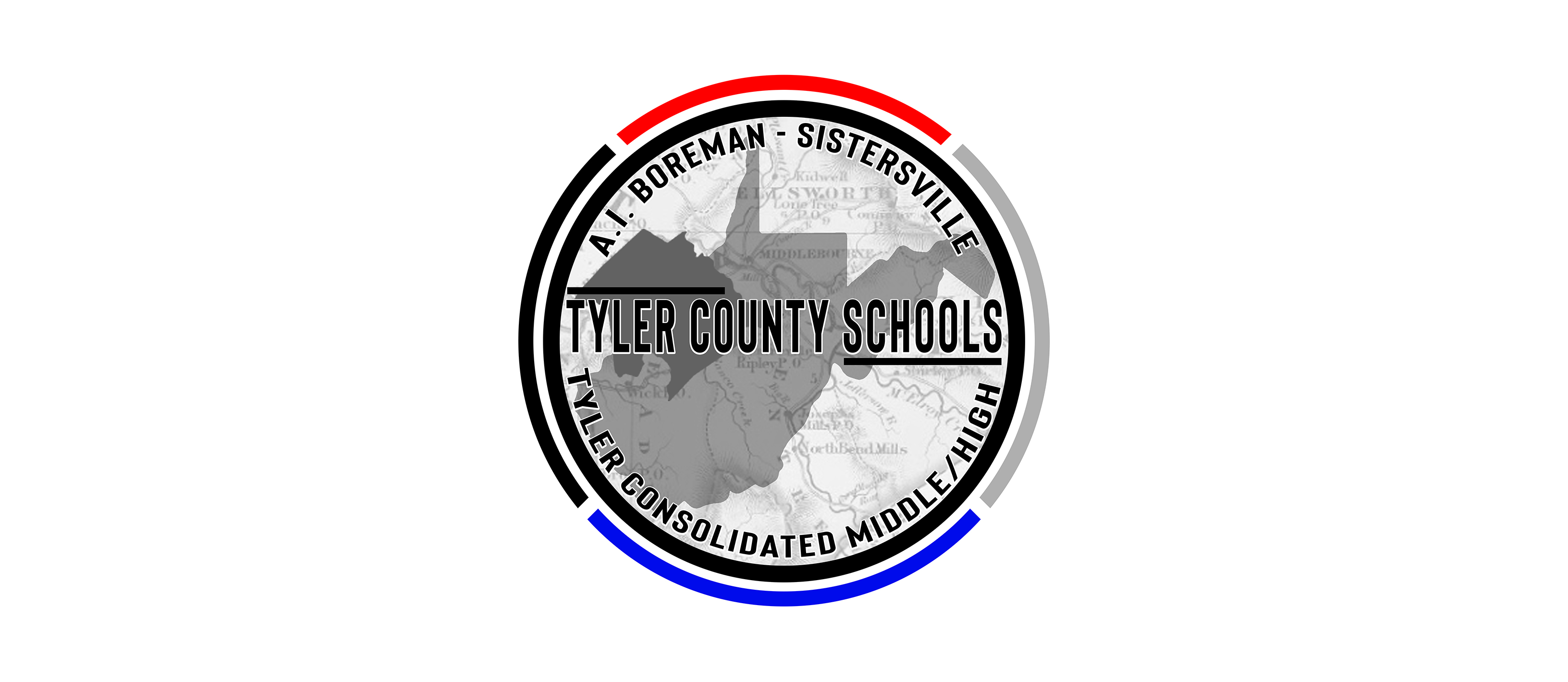 Tyler County Schools seal with map.