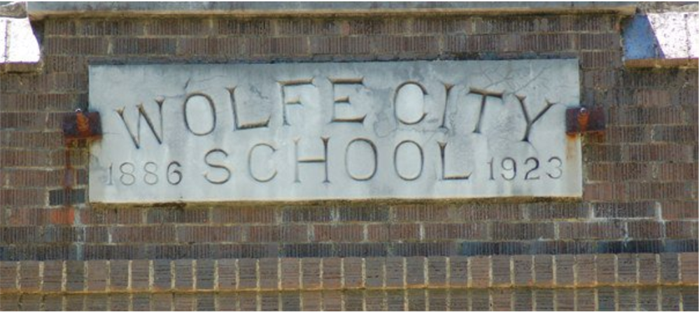 Wolfe City School sign