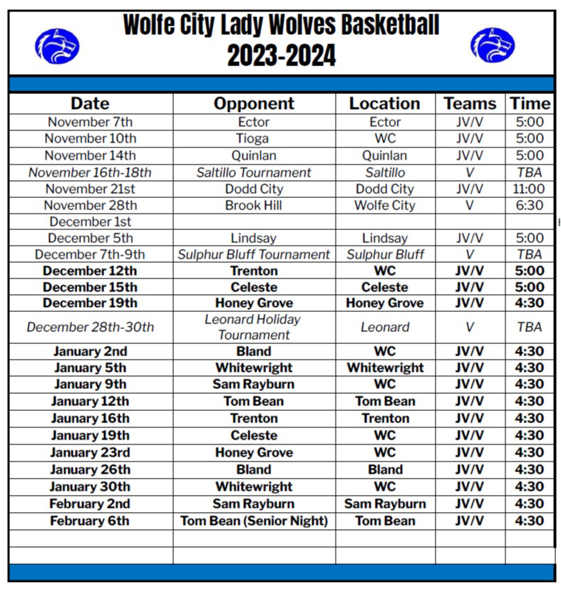 Basketball Schedule