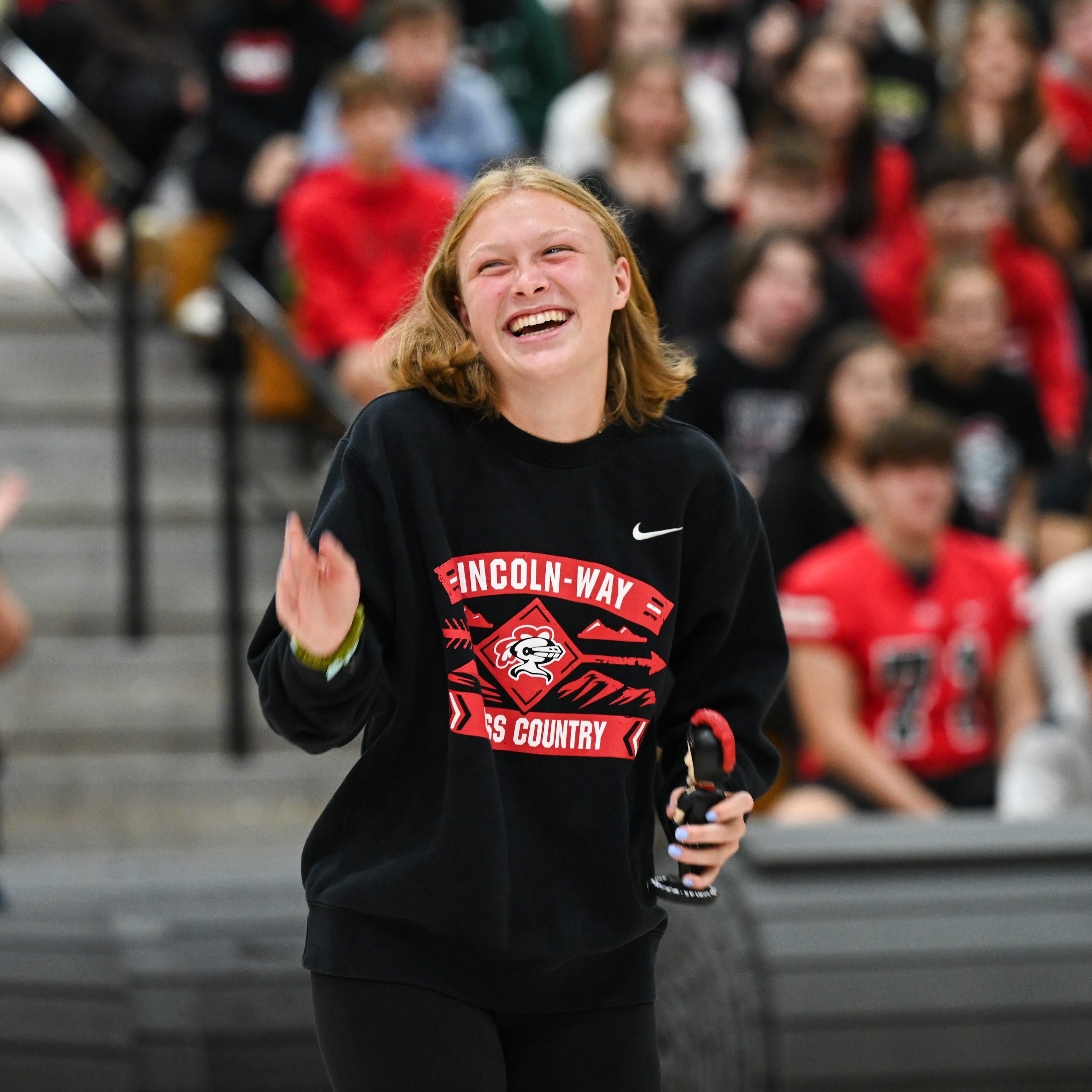 cross country student smiling and laughing