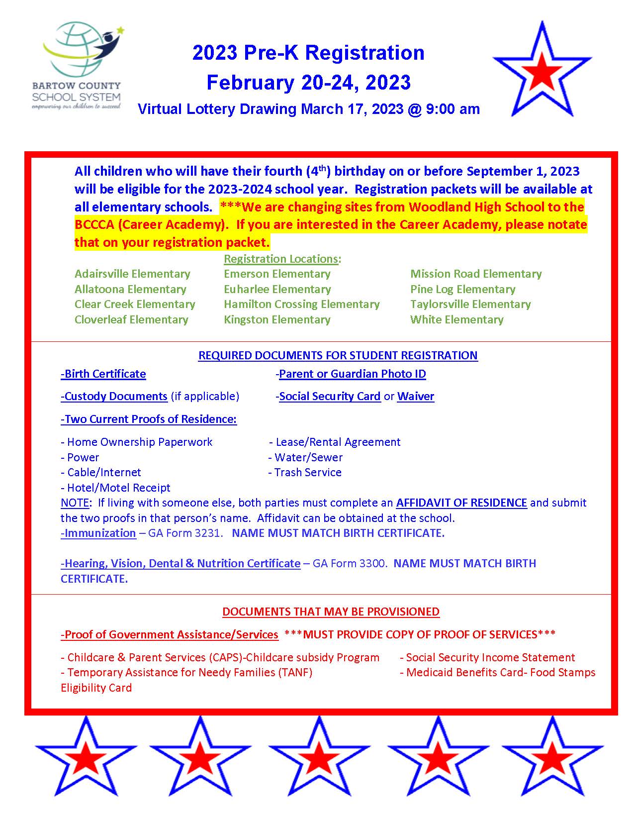 2023-24 Pre-K Registration Flyer