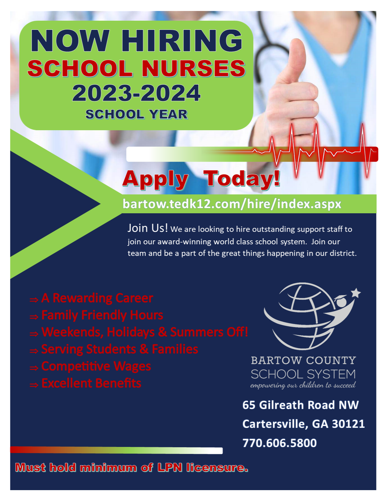 School Nurse Recruitment Flyer