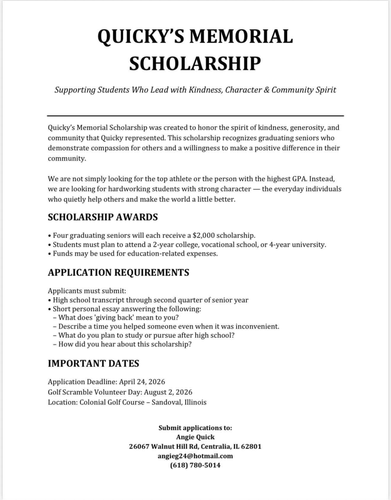 Quicky Memorial Scholarship