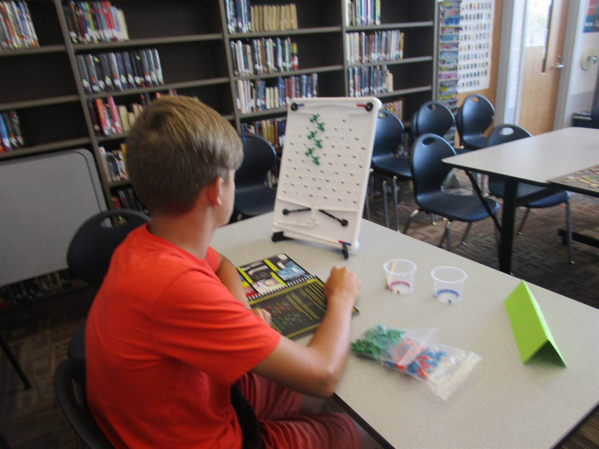 A student checking a project