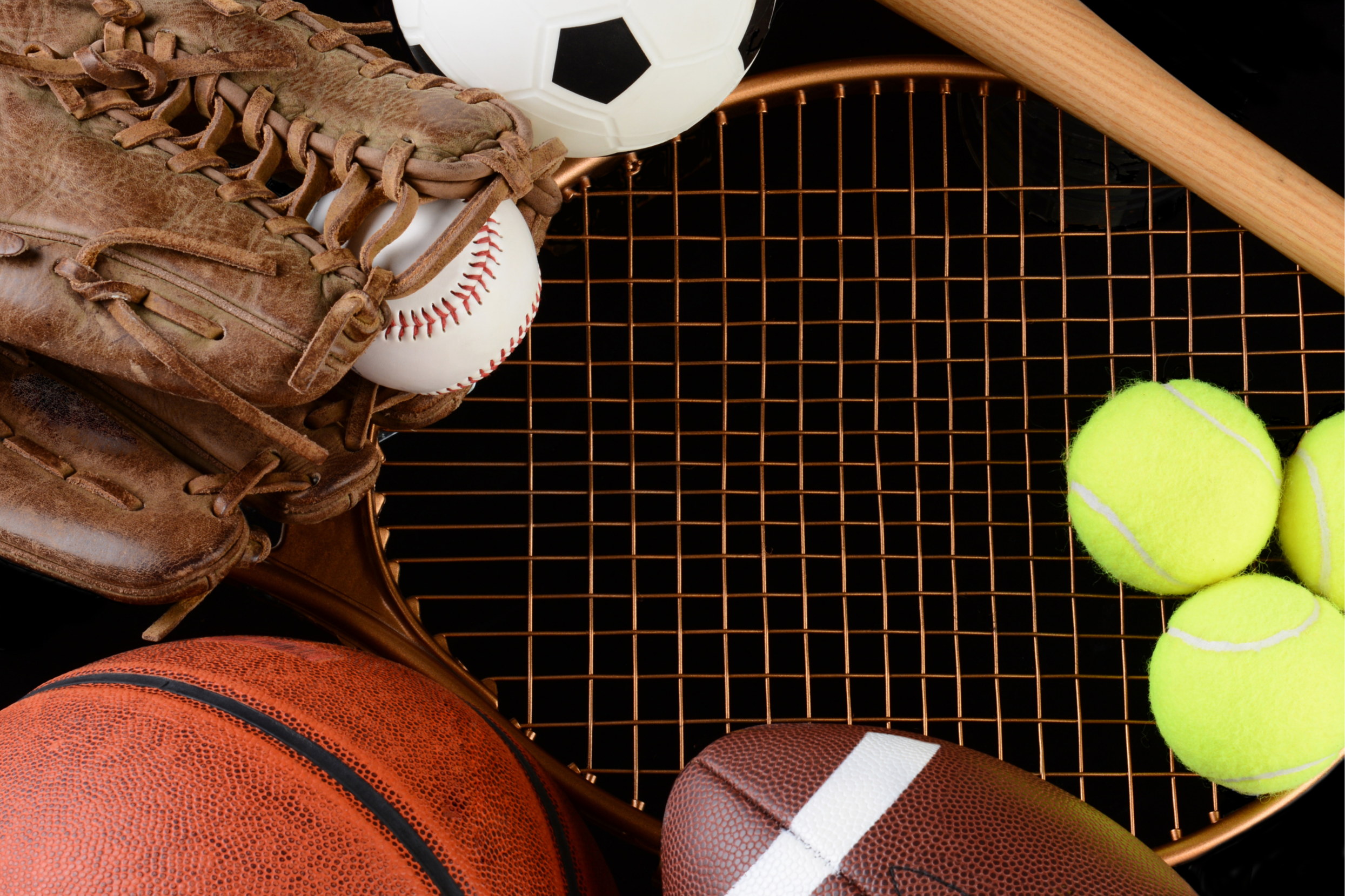 PICTURE OF ASSORTED SPORTS EQUIPMENT