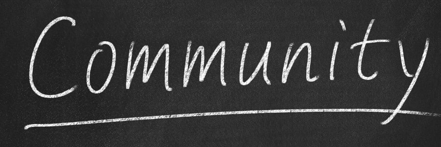 Picture of chalkboard with "community" written