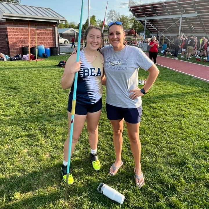 Congratulations Abby Congratulations Abby Hoover!  Abby achieved quite an accomplishment at the MAC conference track and field meet this past Tuesday.  She broke both the Rogers Stadium Record and the MAC conference record in the javelin with a throw of 117' 7".    Below, Abby is pictured with her older sister, Angela Hoover, who is a volunteer javelin coach at BEA and Abby's mentor.    BEA Proud Abby!  Nice job!  