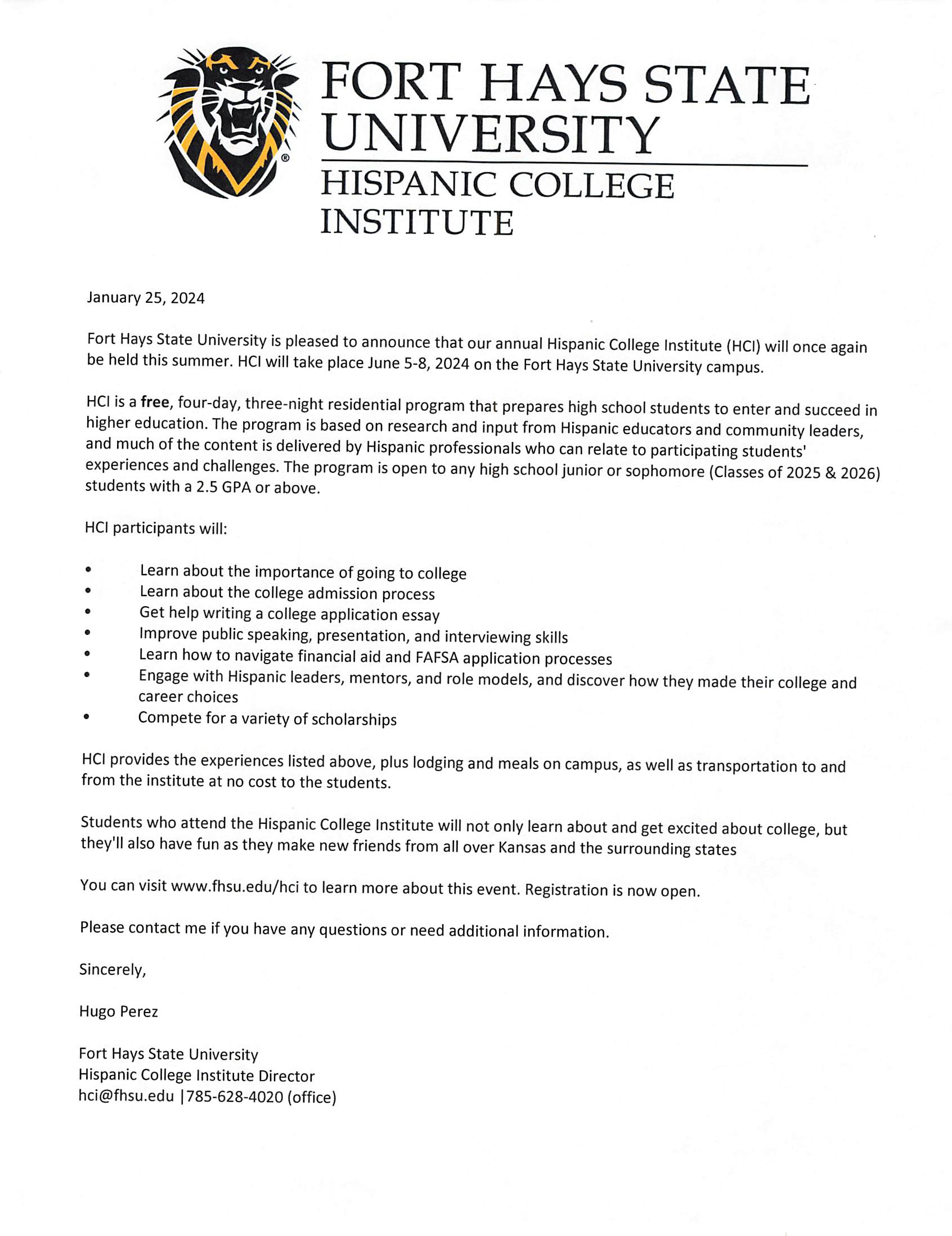 Fort Hays State University Hispanic College Institute (HCI)