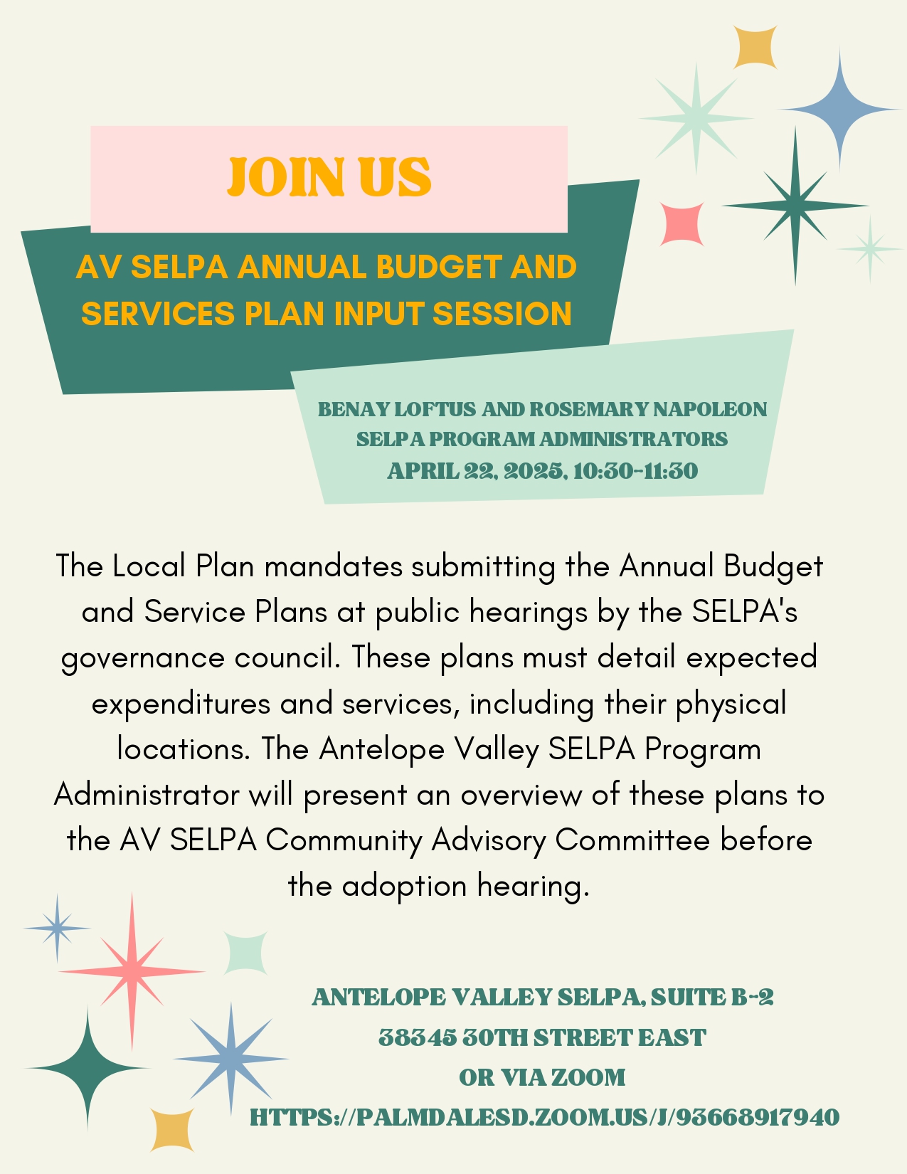 AV SELPA Budget Meeting