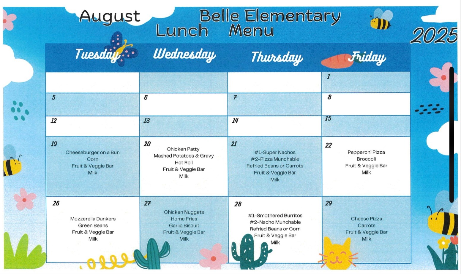 Elementary Lunch Menu