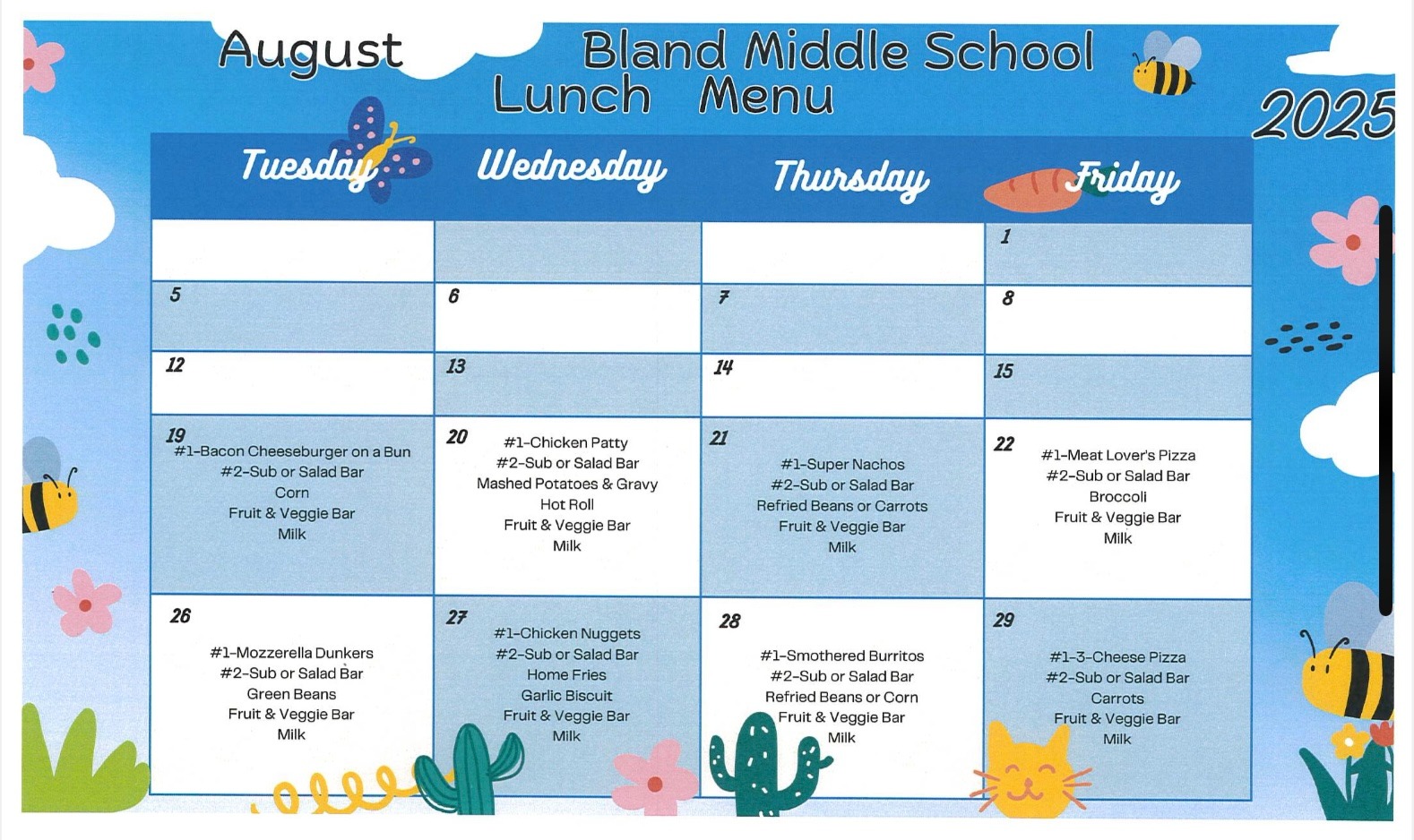 august 24 HS Menu