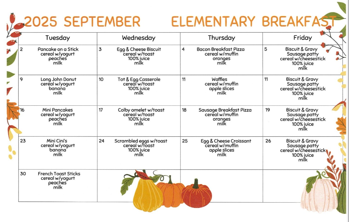 December Menus 2024