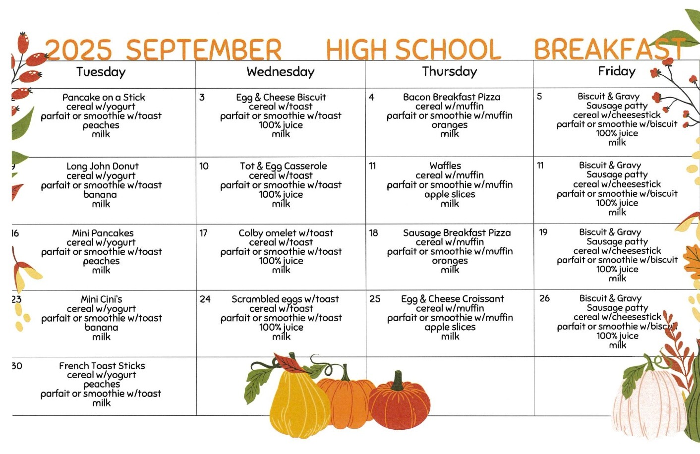 January Menus 2025