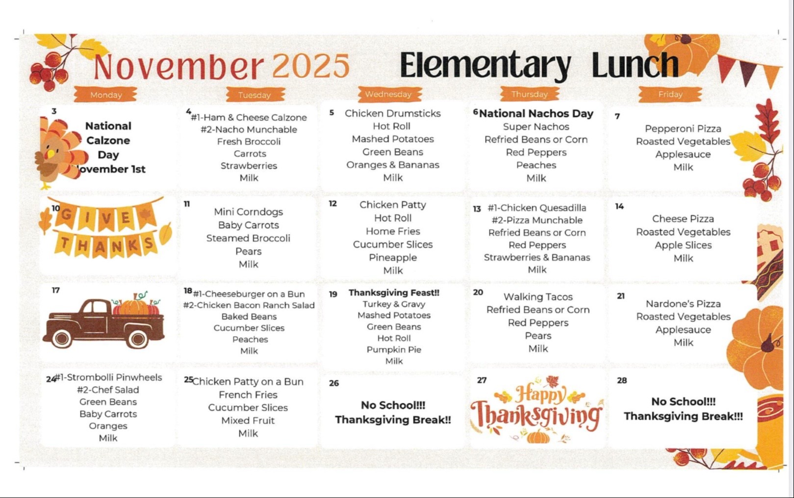 Elementary Lunch Menu