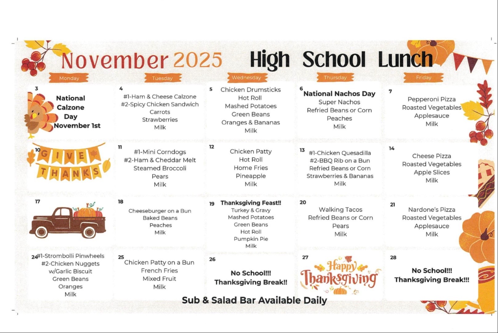 October Menus 2024