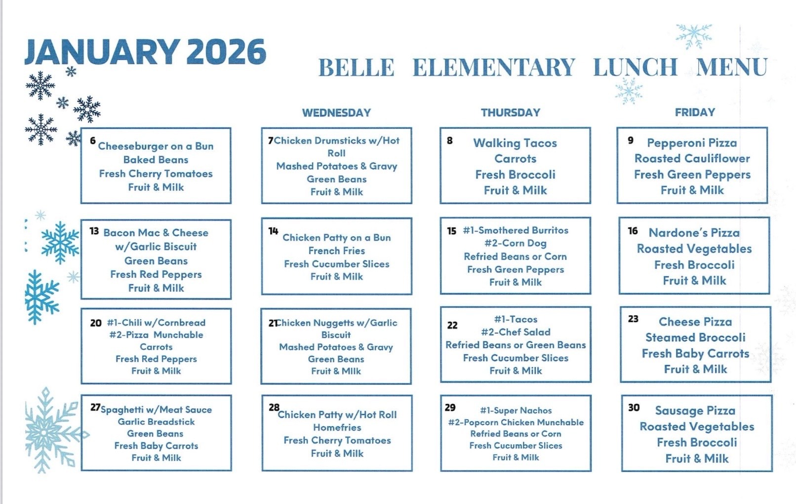 Elementary Lunch Menu