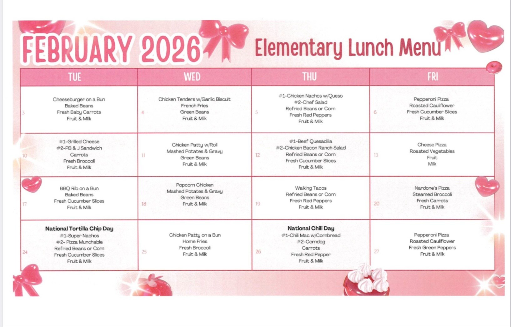 Elementary Lunch Menu