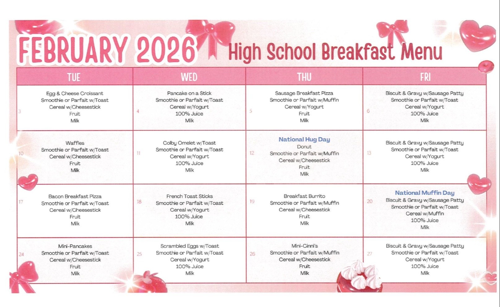 January Menus 2025