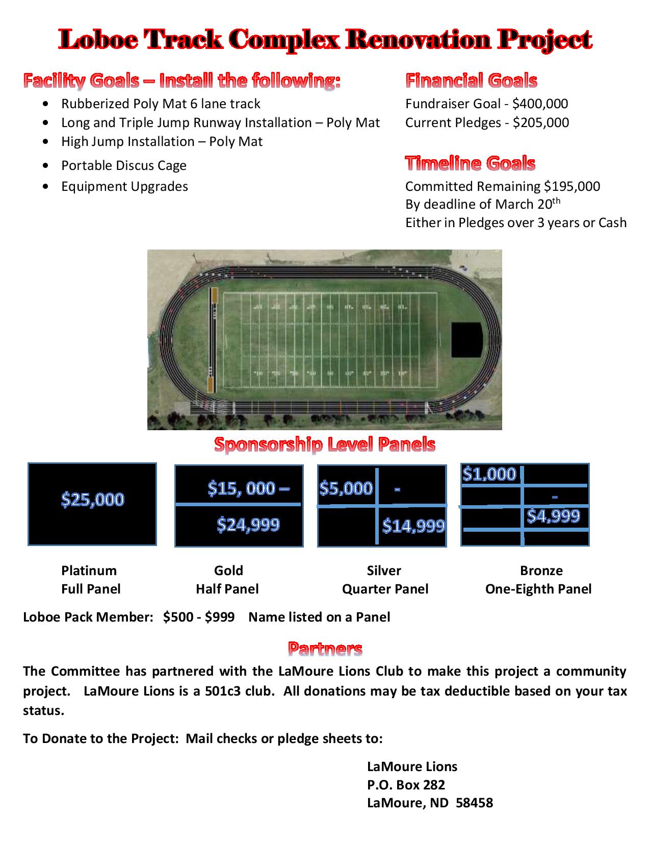 Track renovation project sheet