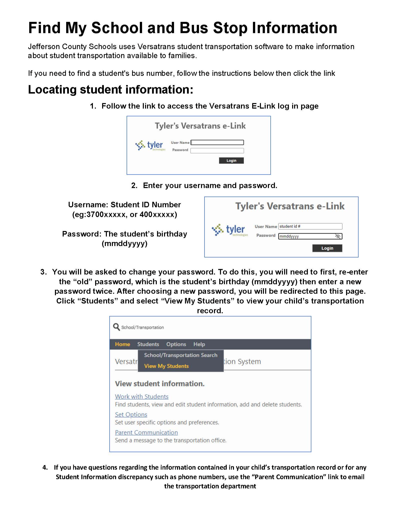 Follow the link to access the Versitrans e-Link login page