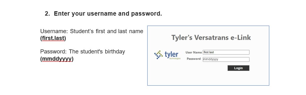 Enter your username and password. Student First and last name and password students birthday