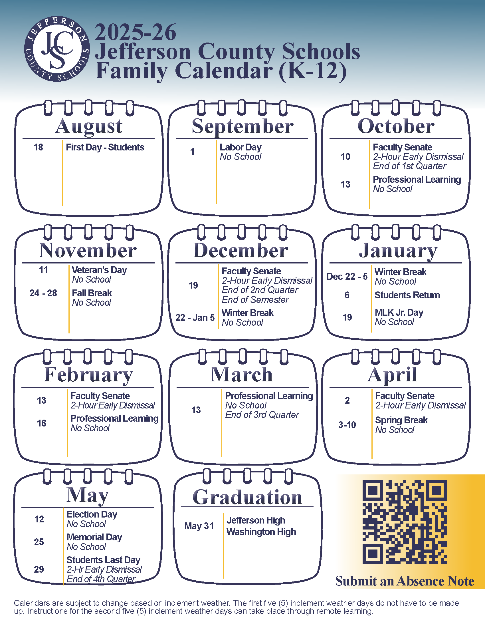 JCS 25-26 At-A-Glance K-12 Calendar 