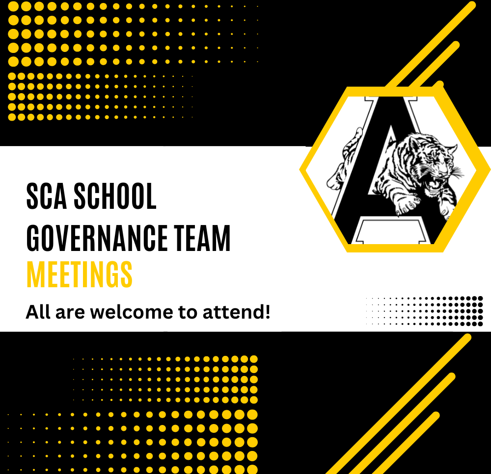 SCA School Governance Team Graphics w/ all are welcome to attend message