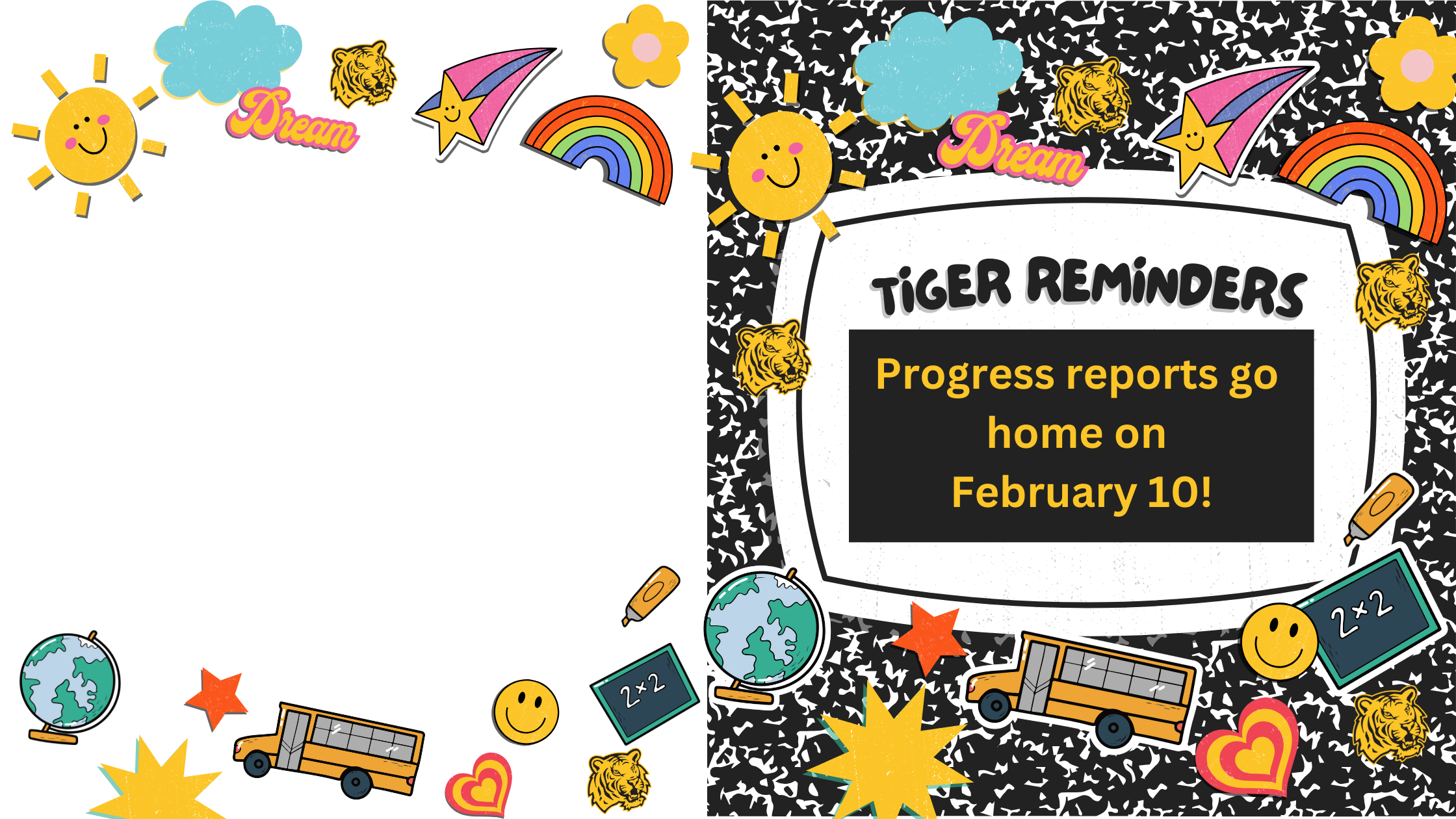 Progress reports graphic; progress reports go home February 10