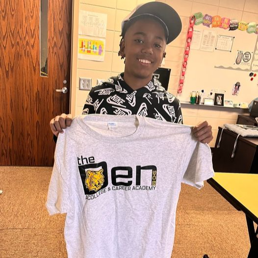 Congratulations to Matthew Melvin, 6th grader at Claxton Middle School! He won the design challenge for the winter showcase flyer. He was rewarded with a t-shirt and hat from The Den.