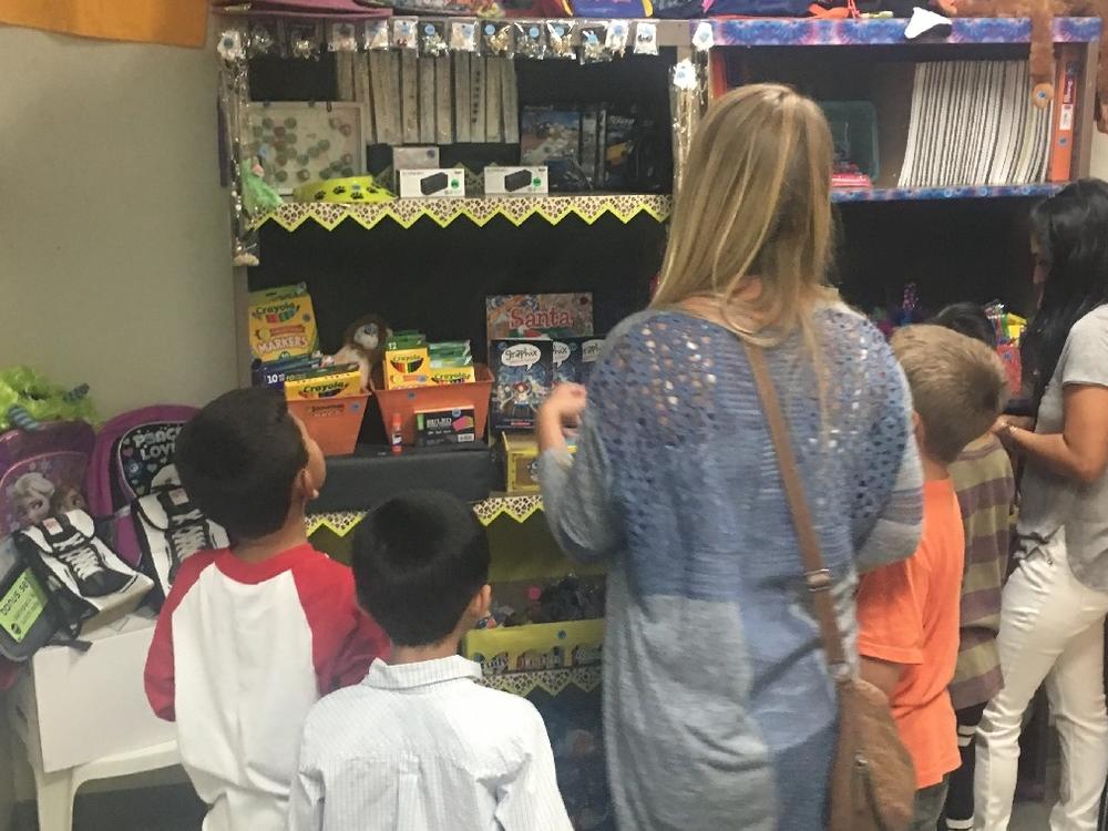 Students lining up to buy items at the new PBIS student store